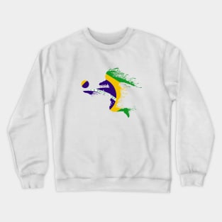 Funny Brazil Soccer Player Tee Brazilian Flag Girls Boys Crewneck Sweatshirt